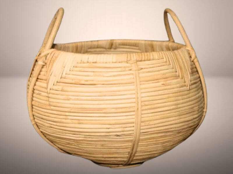 Cane Egg Basket with Handle