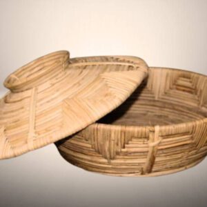 Cane Round Bowl with Lid