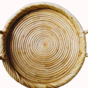Cane Round Tray with Handle