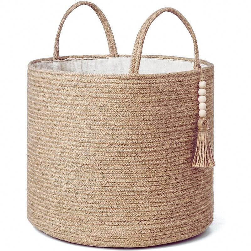 Jute Cylinder Basket with Handle