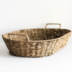Seagrass Oval Tray with Metal frame