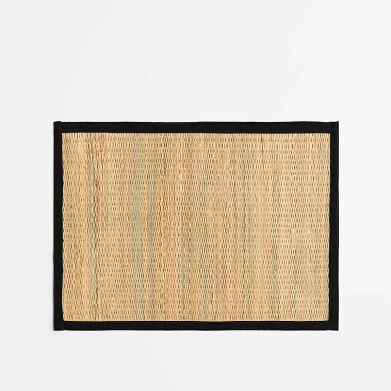 Seagrass Rectangular Mat with Black Recycled Cotton Edge