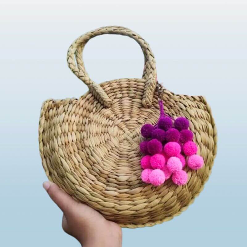 Water Hyacinth Oval Hand Bag