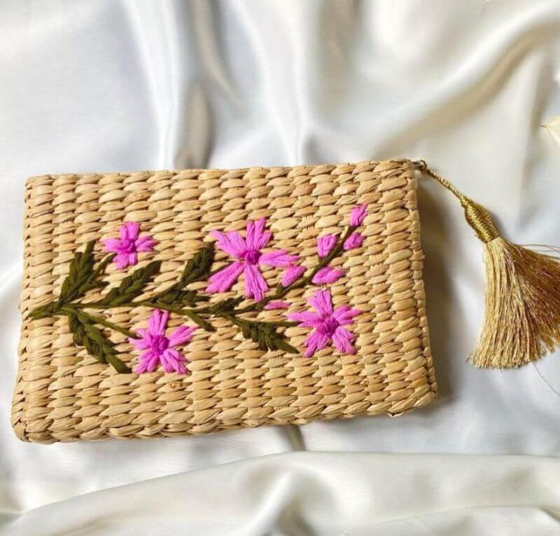 Water Hyacinth Purse with Iron Frame