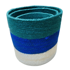 Multicolor Jute Storage Basket. Set of 3